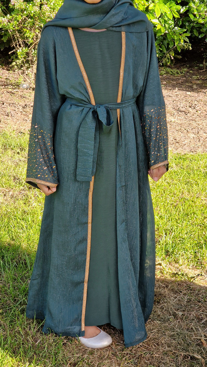 Satin Serenity Blue Kids Abaya