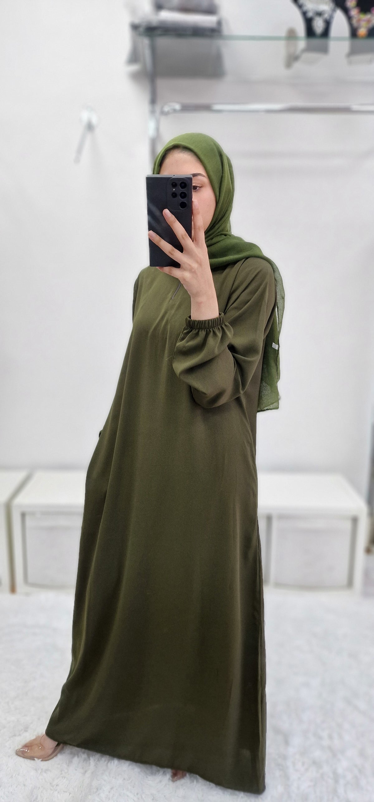 Sultana pocket abaya khaki