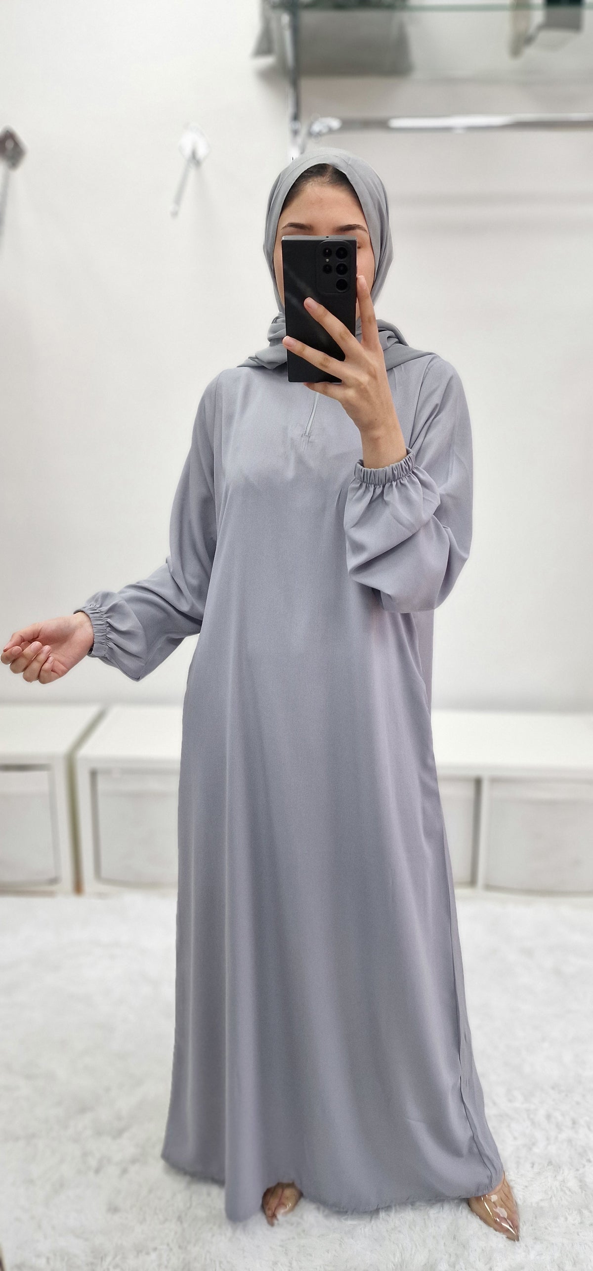 Sultana pocket abaya grey