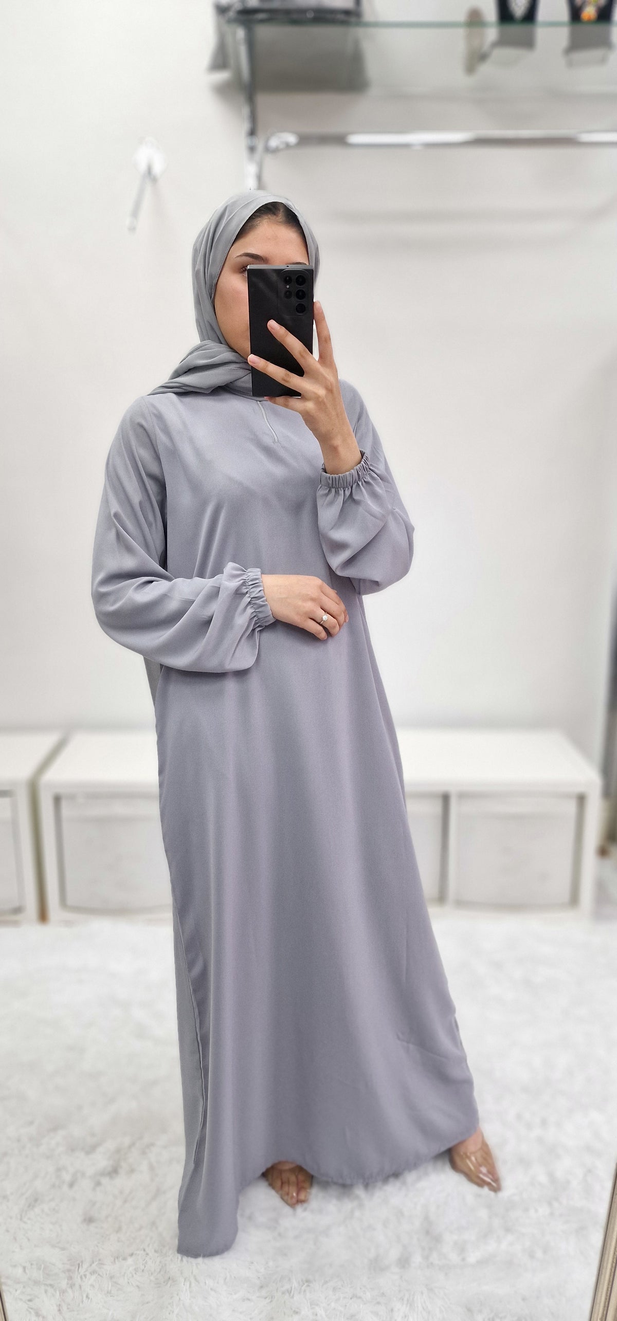 Sultana pocket abaya grey