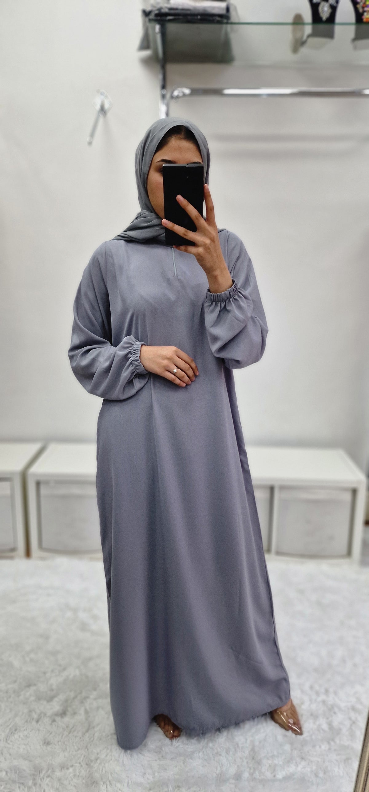 Sultana pocket abaya grey