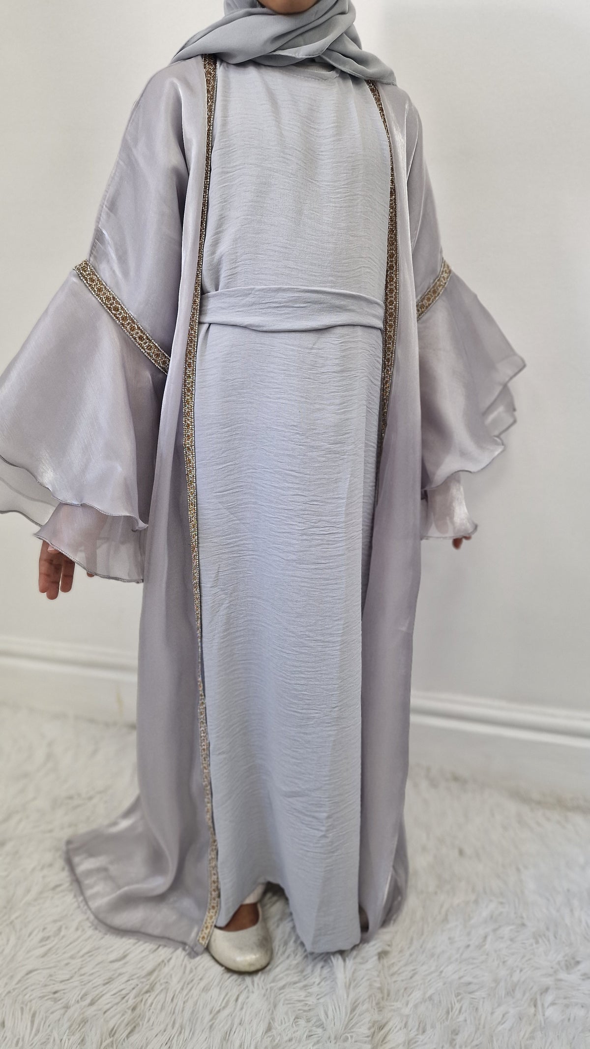 Ameera kids abaya  grey