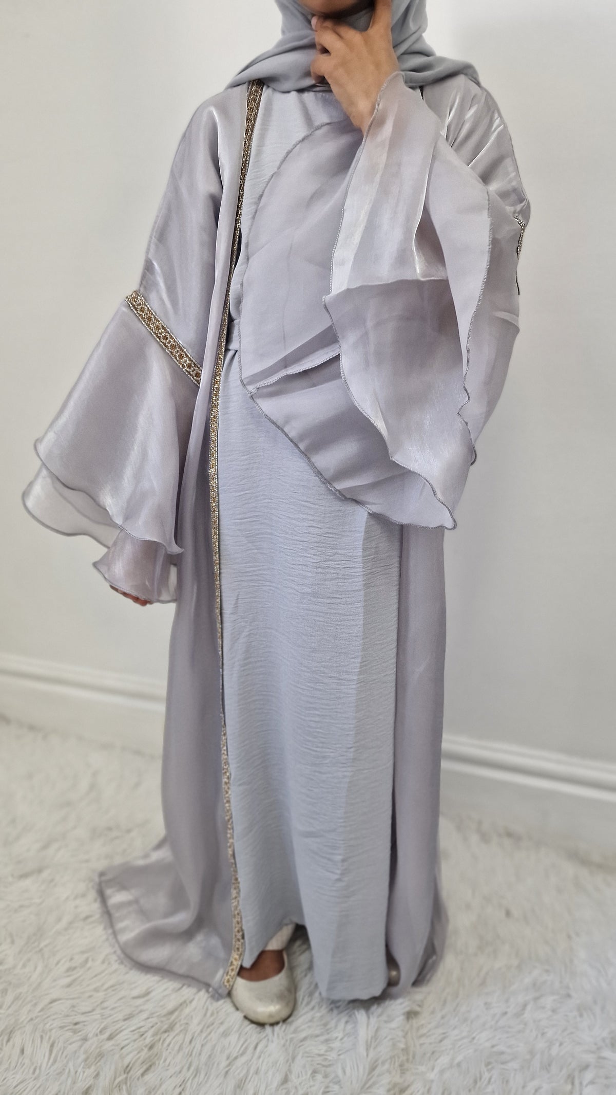 Ameera kids abaya  grey