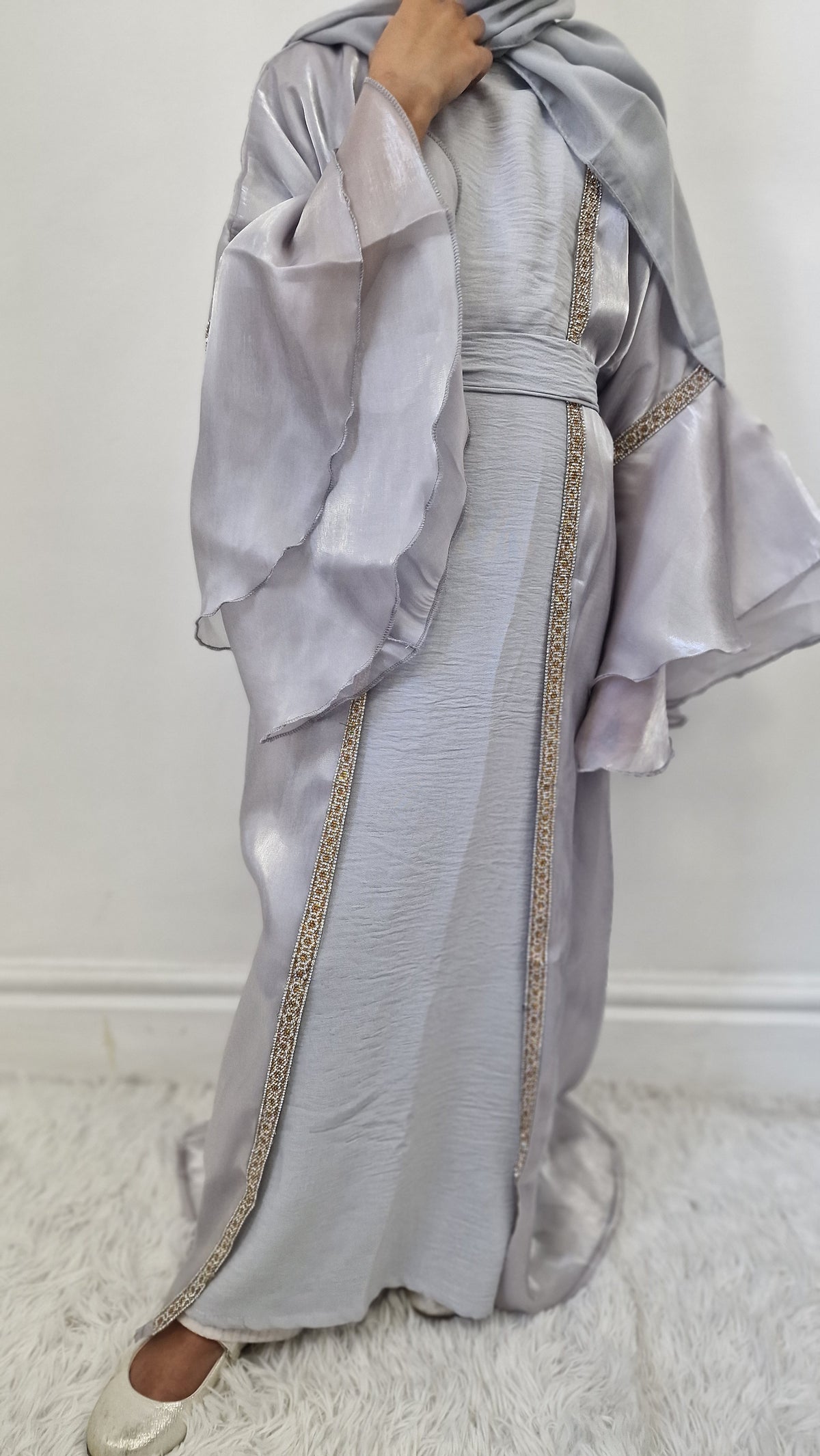 Ameera kids abaya  grey