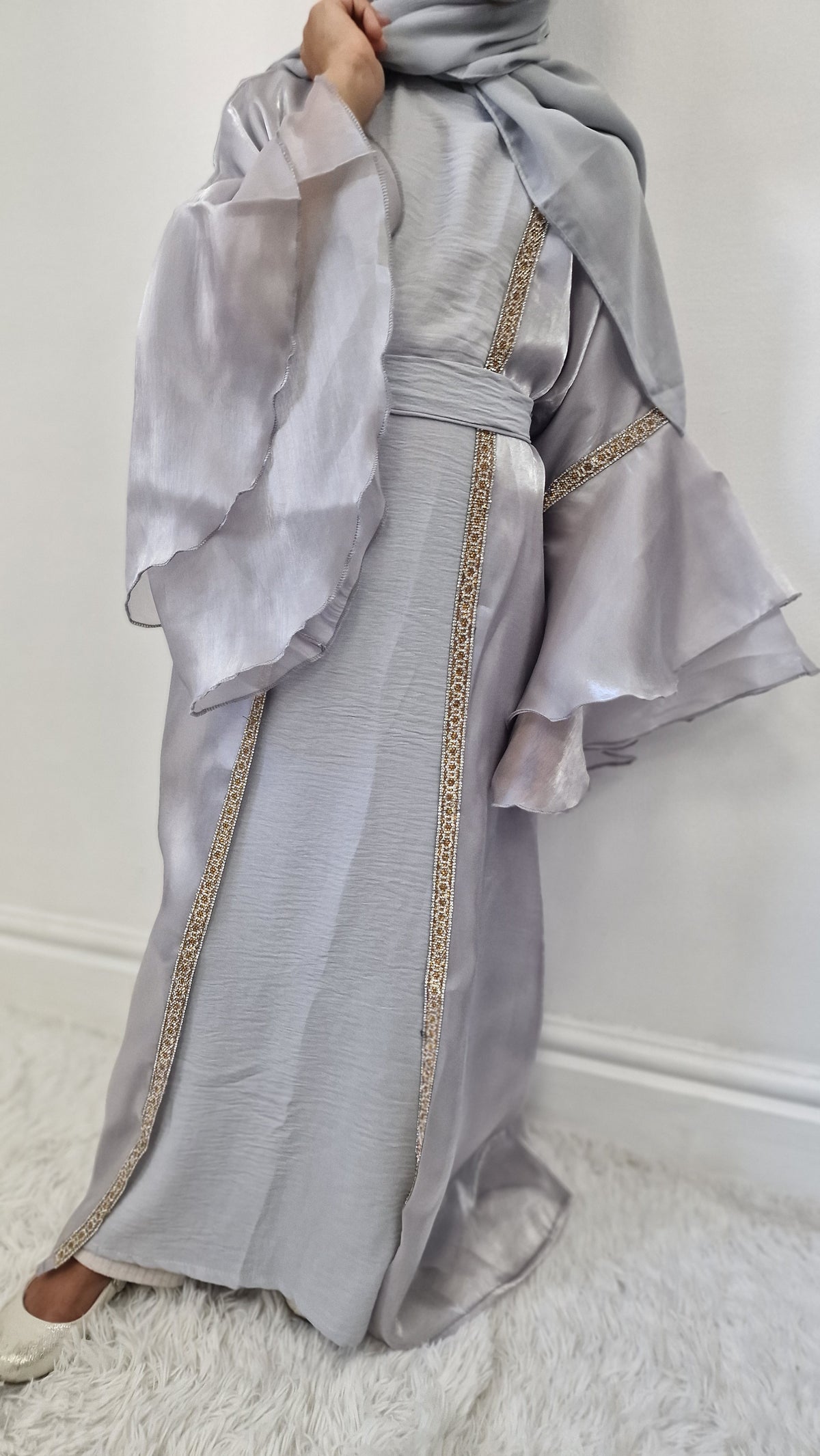 Ameera kids abaya  grey