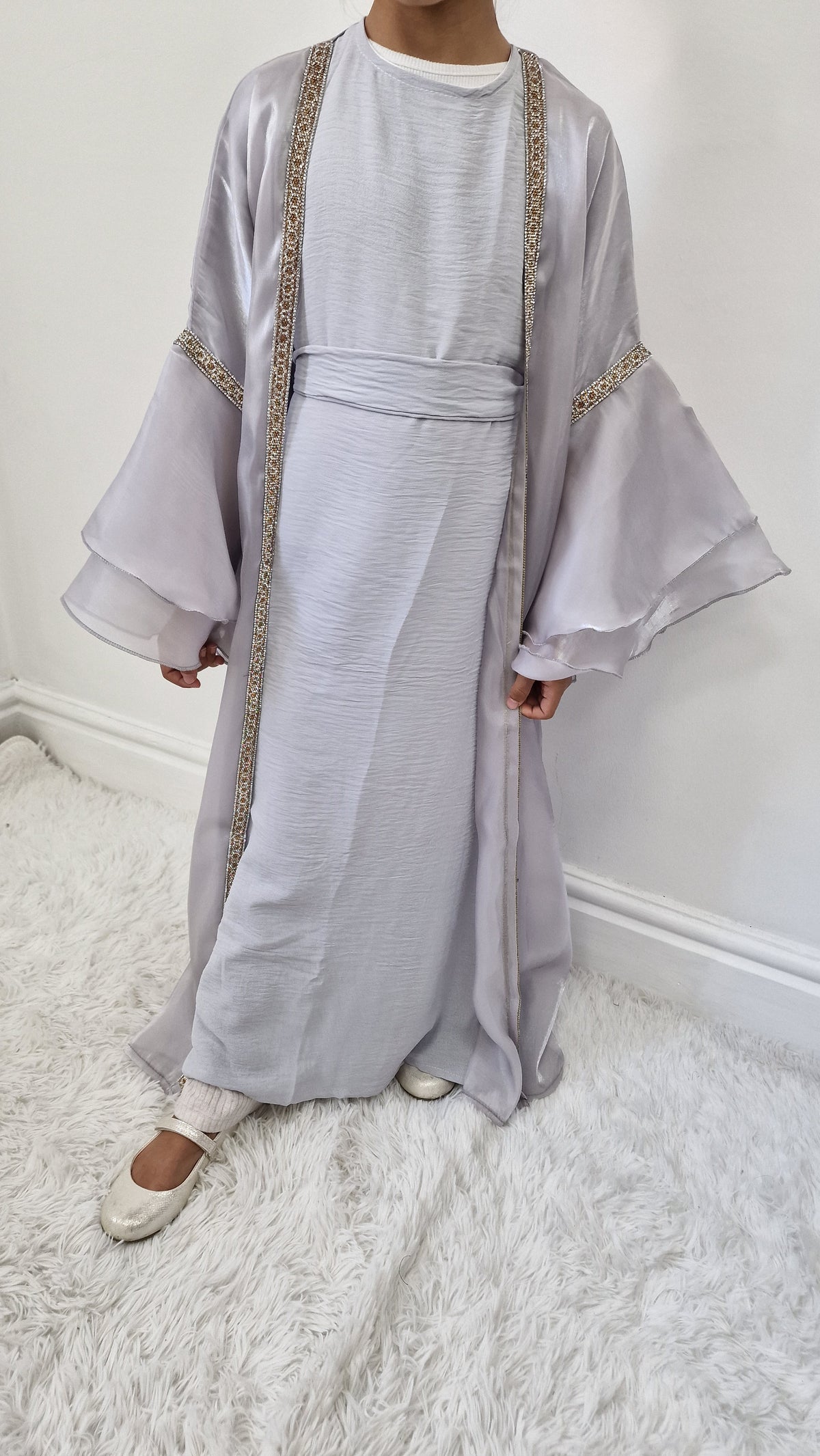 Ameera kids abaya  grey