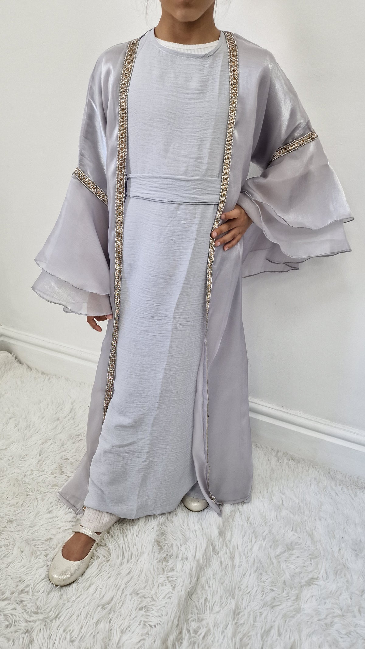 Ameera kids abaya  grey