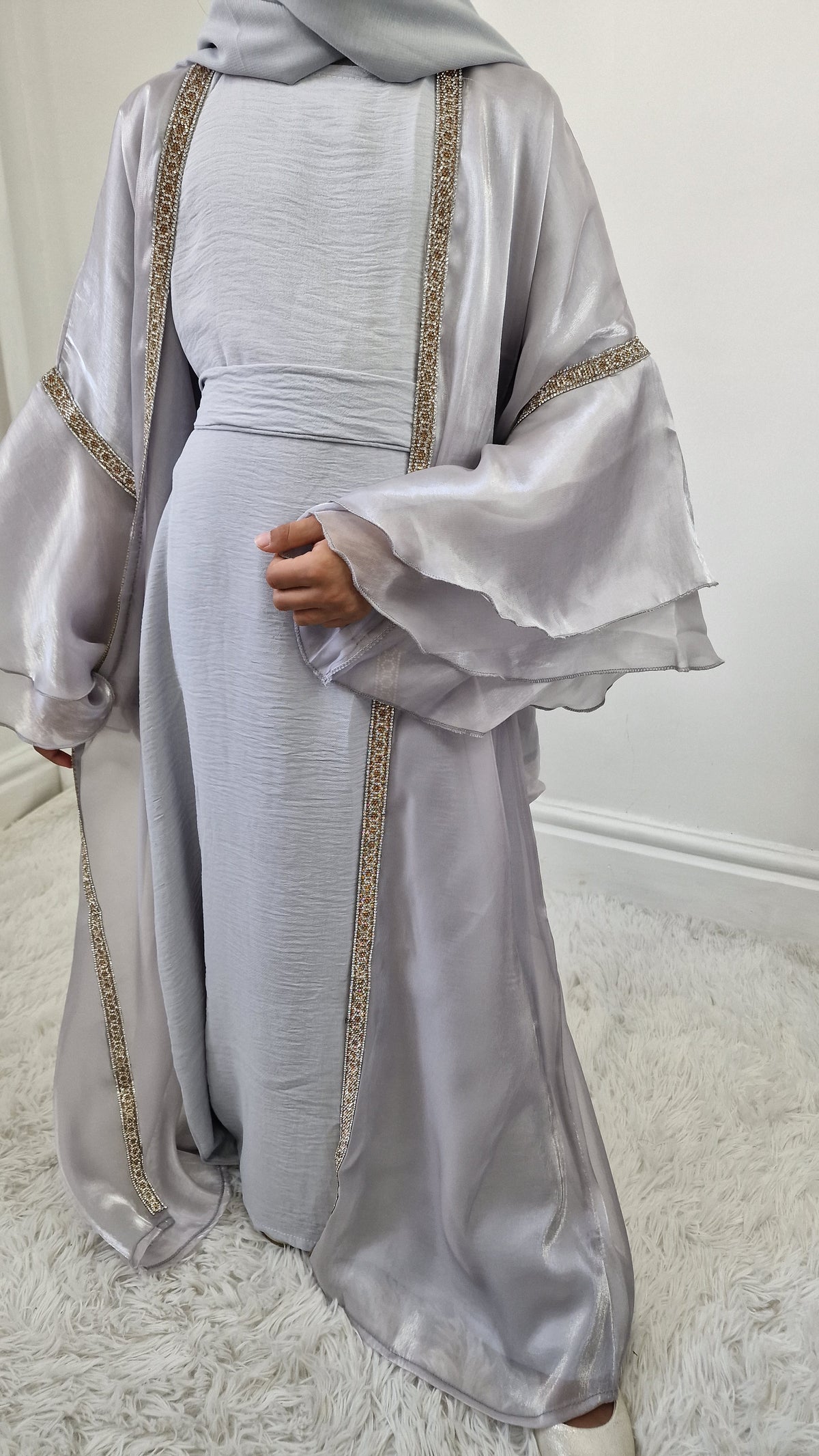 Ameera kids abaya  grey