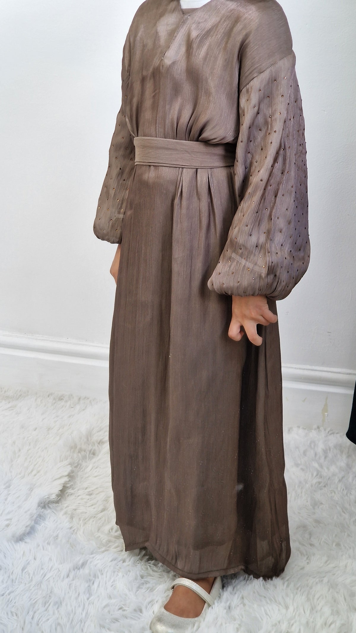 Ayla kids abaya pewter