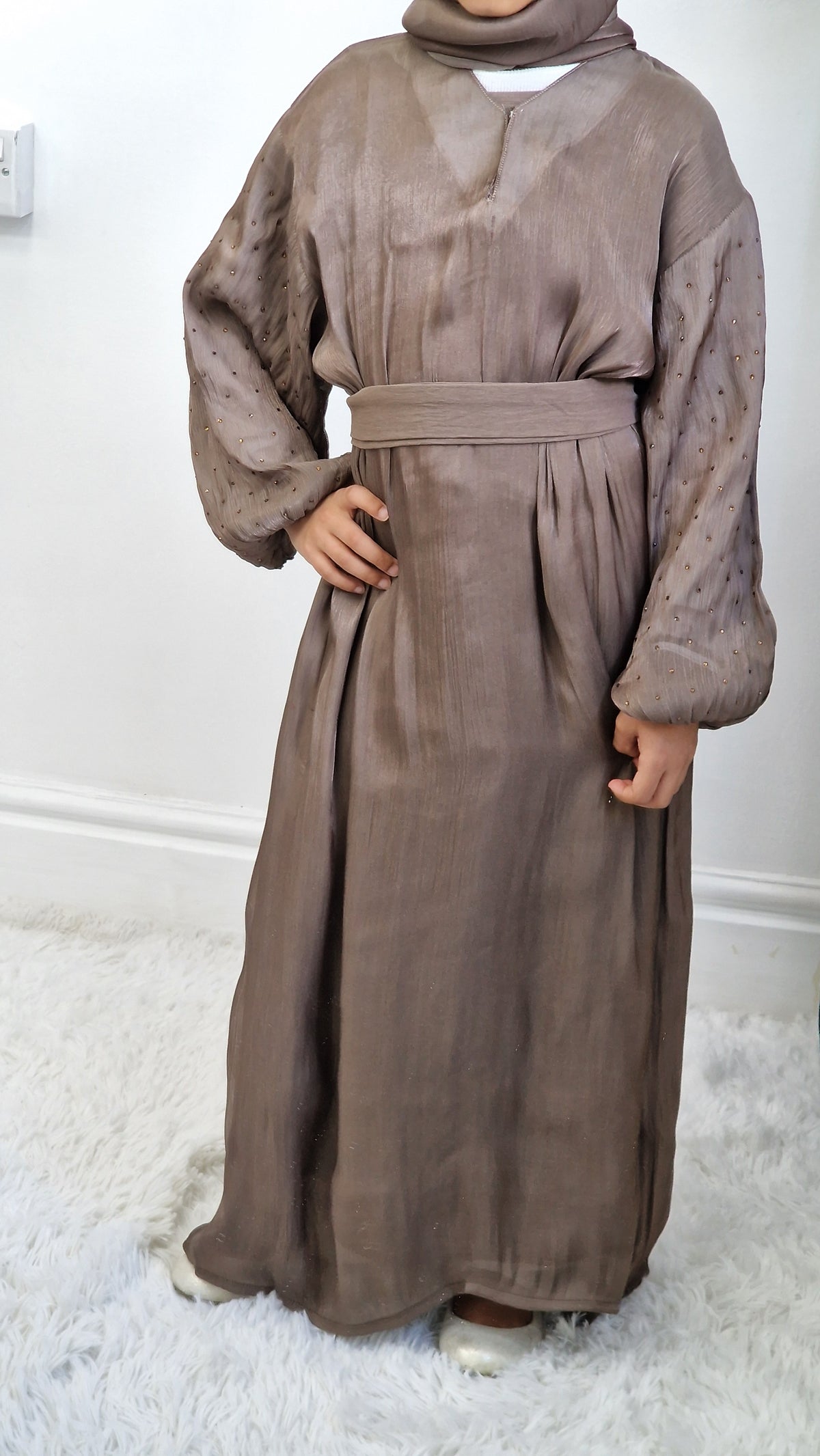 Ayla kids abaya pewter