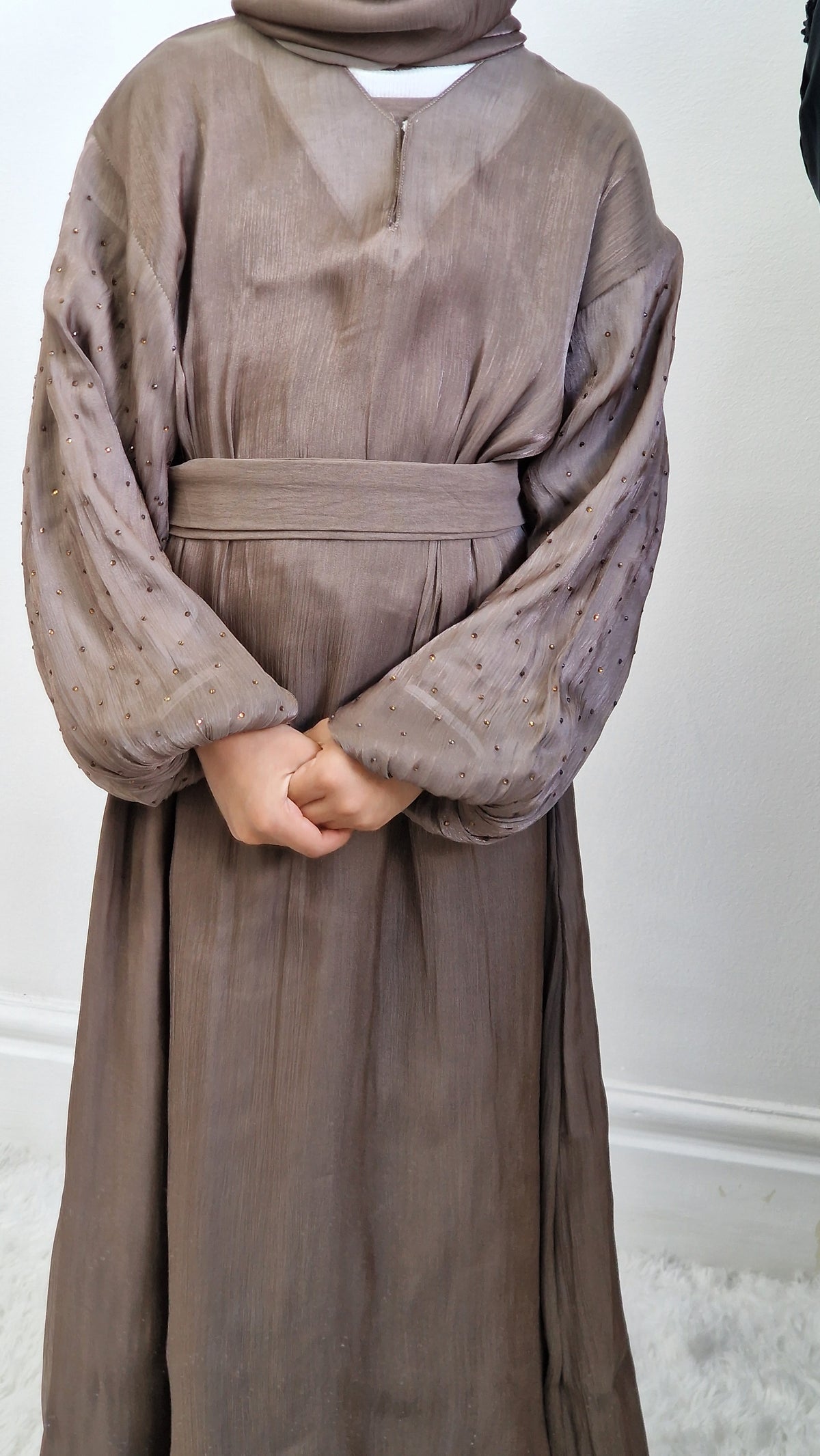 Ayla kids abaya pewter