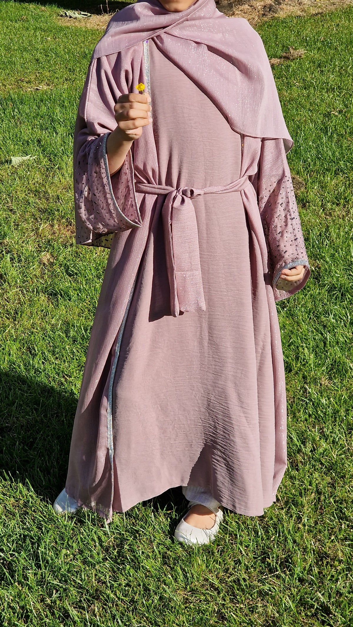 Sitara kids abaya Rose pink  (mother n daughter) options