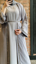 Halima Grey  open abaya