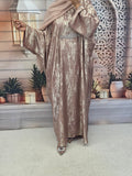 Huda kaftan salmon rose