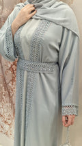HEEBA OPEN ABAYA GREY