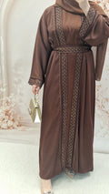 HEEBA OPEN ABAYA BROWN