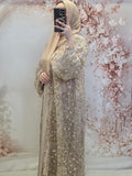 Aysha luxury net abaya camel
