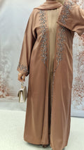 Arwa open abaya apricot