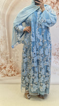 Dania net luxury abaya sky blue
