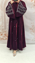 Velvet abaya maroon