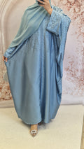 Tehreem baby blue Embellished Abaya - Luxury Modest Occasion Wear