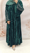 Velvet abaya Green