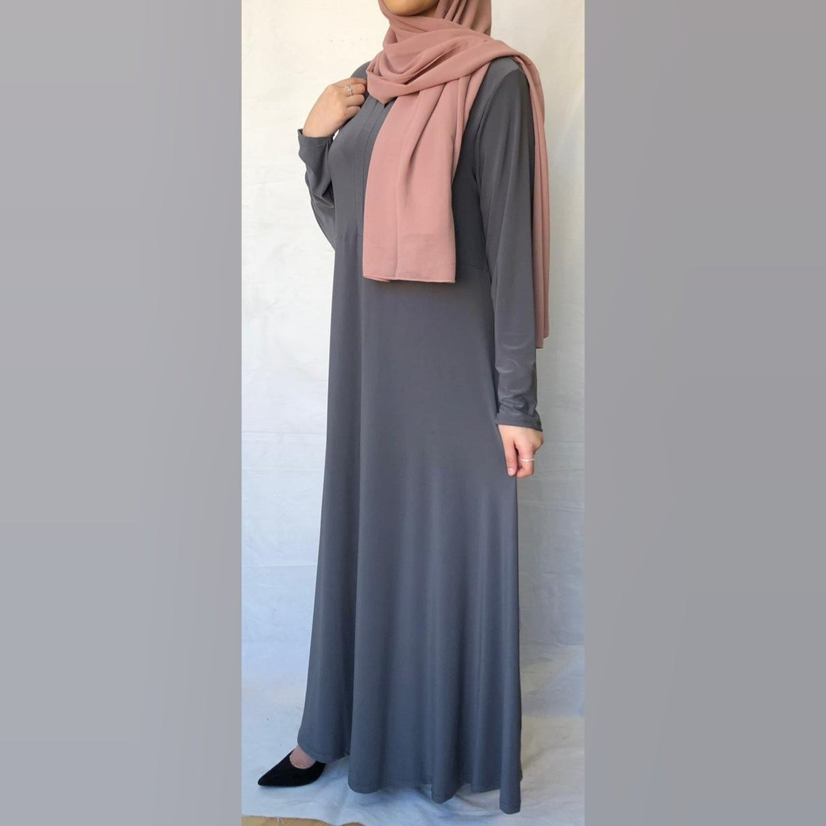 Lycra Grey umbrella abaya